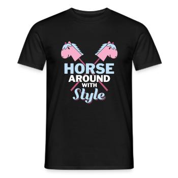 Horse Around with Style - Hobby Horse Steckenpferd - Men's T-Shirt - black - Front - AI Model Male 178 light (178cm)