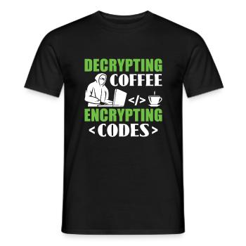 Decrypting Coffee Encrypting Codes - Hackers - Men's T-Shirt - black - Front - AI Model Male 178 light (178cm)