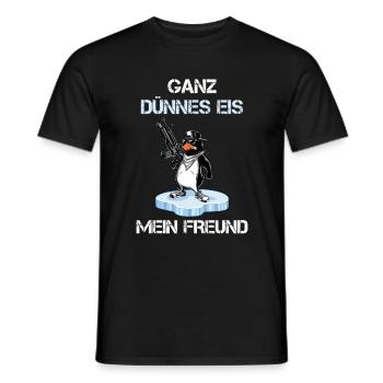 Ganz dünnes Eis mein Freund. Pinguin Tshirt | - Männer T-Shirt - Schwarz - Vorne - AI Model Male 178 light (178cm)