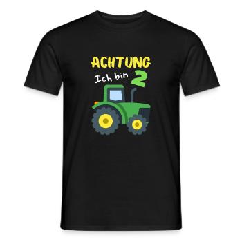 Vorsicht – Ich bin 2 und liebe Traktoren! - Männer T-Shirt - Schwarz - Vorne - AI Model Male 178 light (178cm)