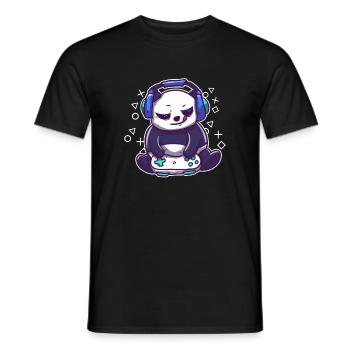 Niedlicher Gaming Panda – Geschenk für Zocker - Männer T-Shirt - Schwarz - Vorne - AI Model Male 178 light (178cm)