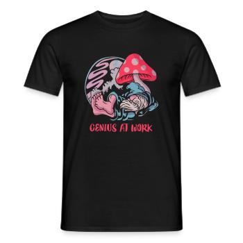 Creative genius: Relaxation under the mushroom - Men's T-Shirt - black - Front - AI Model Male 178 light (178cm)