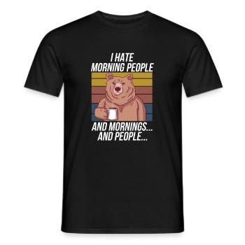 Morning grouch bear design for anti-morning people - Men's T-Shirt - black - Front - AI Model Male 178 light (178cm)