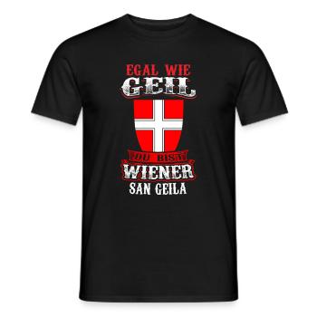 Wiener San Geila – Stolz und Humor vereint - Männer T-Shirt - Schwarz - Vorne - AI Model Male 178 light (178cm)