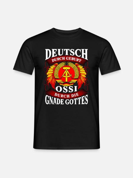 Ossi durch die Gnade Gottes – Stolze DDR Herkunft - Männer T-Shirt - Schwarz
