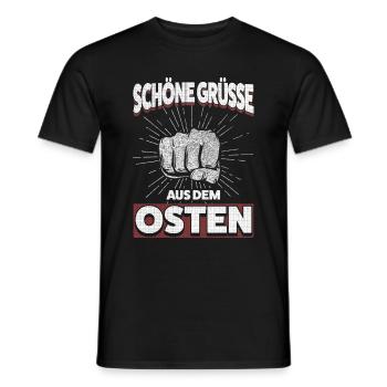 Starke Grüße aus dem Osten – Ostdeutsch und Stolz - Männer T-Shirt - Schwarz - Vorne - AI Model Male 178 light (178cm)