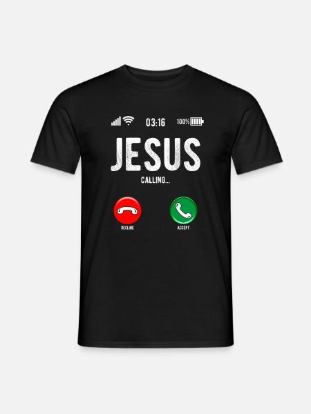 Christliche Botschaft Jesus Ruft An Humorvoll - T-shirt herr - svart