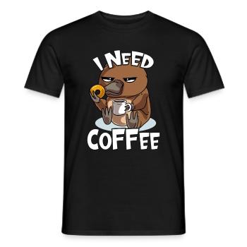 Tired platypus says I need coffee now - Men's T-Shirt - black - Front - AI Model Male 178 light (178cm)