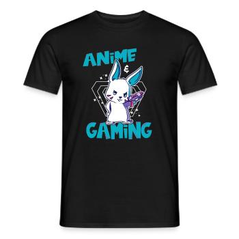 Cool anime and gaming design for gamers - Men's T-Shirt - black - Front - AI Model Male 178 light (178cm)