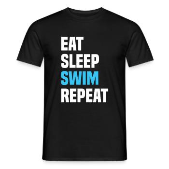 Eat Sleep Swim Repeat - Männer T-Shirt - Schwarz - Vorne - AI Model Male 178 light (178cm)
