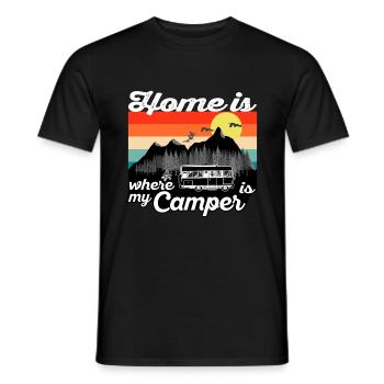 Home is where my camper is - Vintage Sunset - Men's T-Shirt - black - Front - AI Model Male 178 light (178cm)