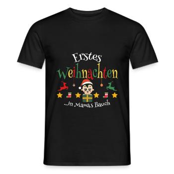 Erstes Weihnachten in Mamas Bauch Weihnachten - Männer T-Shirt - Schwarz - Vorne - AI Model Male 178 light (178cm)