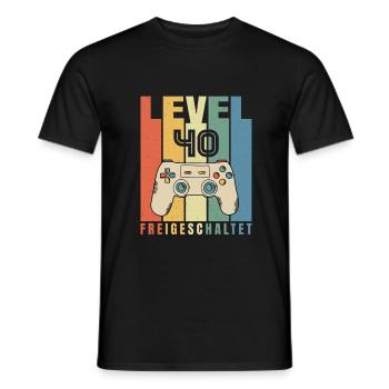 Level 40 Geburtstag Gamer Lustiges - Männer T-Shirt - Schwarz - Vorne - AI Model Male 178 light (178cm)