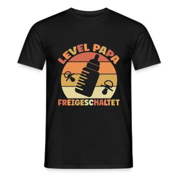 Papa Level Freigeschaltet Schwangerschaft - Männer T-Shirt - Schwarz - Vorne - AI Model Male 178 light (178cm)