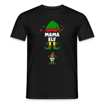 Mama & Baby Elf - Schwangerschaft verkünden - Männer T-Shirt - Schwarz - Vorne - AI Model Male 178 light (178cm)