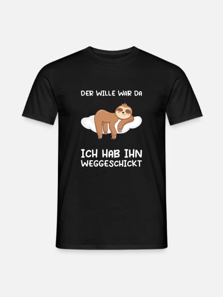 Faultier Sarkasmus Morgenmuffel Langschläfer - Männer T-Shirt - Schwarz