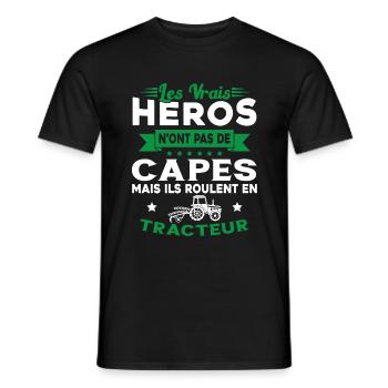 Tracteur Héros Cadeau Agriculteur Humour Fermier - T-shirt homme - noir - Devant - AI Model Male 178 light (178cm)