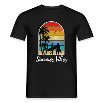 Summer Vibes - Surfer Summer Sun Beach - T-shirt homme - noir - Devant - AI Model Male 178 light (178cm)
