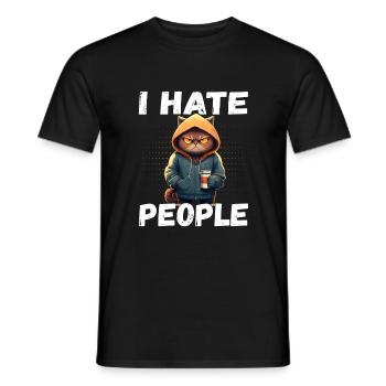 I Hate People - Coffee Cats Introverted - Men's T-Shirt - black - Front - AI Model Male 178 light (178cm)