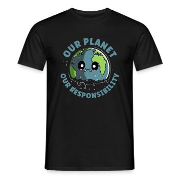 Notre planète notre responsabilité - Protéger la Terre - T-shirt homme - noir - Devant - AI Model Male 178 light (178cm)