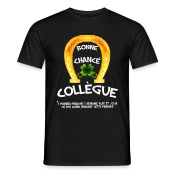 Bonne Chance Mon Collègue Message Humour - T-shirt homme - noir - Devant - AI Model Male 178 light (178cm)