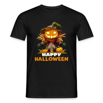 Fröhliche Halloween Kürbis Vogelscheuche Grafik - Männer T-Shirt - Schwarz - Vorne - AI Model Male 178 light (178cm)