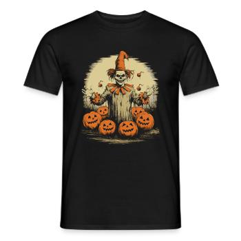 Gruseliger Clown Mit Mond und Kürbissen Halloween - Männer T-Shirt - Schwarz - Vorne - AI Model Male 178 light (178cm)