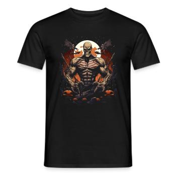 Creepy Bodybuilder Skeleton Halloween Fitness - Men's T-Shirt - black - Front - AI Model Male 178 light (178cm)