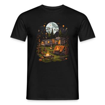 Aventure de camping effrayante d’Halloween dans la forêt - T-shirt homme - noir - Devant - AI Model Male 178 light (178cm)