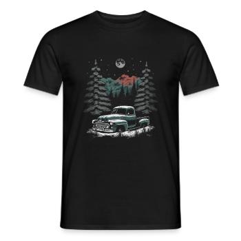 Ambiance nostalgique de Noël : camion vintage - T-shirt homme - noir - Devant - AI Model Male 178 light (178cm)