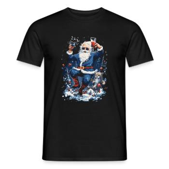 Plaisir de Noël: Père Noël ivre - T-shirt homme - noir - Devant - AI Model Male 178 light (178cm)