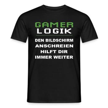 Funny Gaming Gamer Mettre à jour les gars Gaming Nerd - T-shirt homme - noir - Devant - AI Model Male 178 light (178cm)
