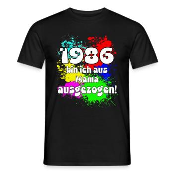 1986 bin ich aus meiner Mama ausgeszogen - Männer T-Shirt - Schwarz - Vorne - AI Model Male 178 light (178cm)