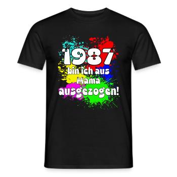 1987 bin ich aus meiner Mama ausgeszogen - Männer T-Shirt - Schwarz - Vorne - AI Model Male 178 light (178cm)