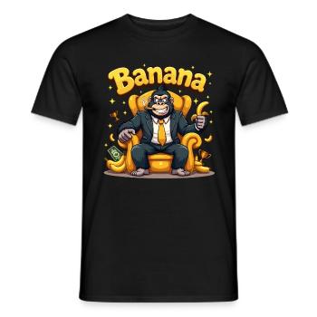 Gorilla on Banana Throne Design - Men's T-Shirt - black - Front - AI Model Male 178 light (178cm)