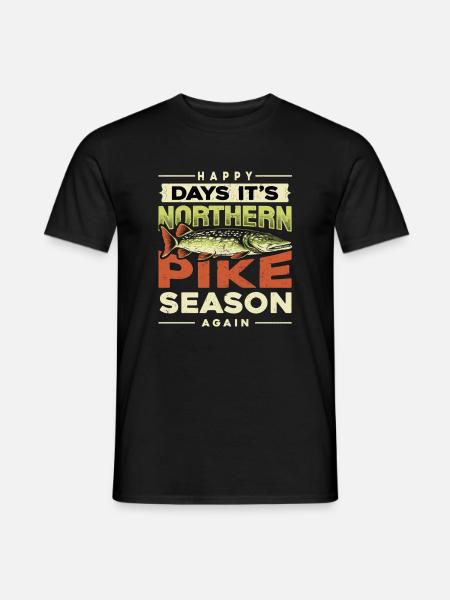 fishing, pike, northern, - Männer T-Shirt - Schwarz
