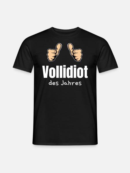 Vollidiot des Jahres Trottel Dulli Geschenk Daumen - Männer T-Shirt - Schwarz