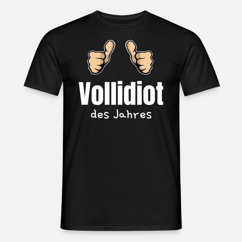 Vollidiot des Jahres Trottel Dulli Geschenk Daumen - Männer T-Shirt - Schwarz