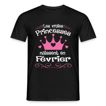 Février - Princess - Anniversaire - 1 - Männer T-Shirt - Schwarz - Vorne - AI Model Male 178 light (178cm)