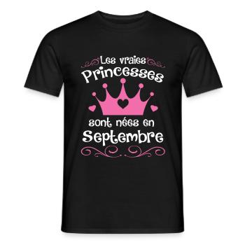Septembre - Princess - Anniversaire - 2 - Men's T-Shirt - black - Front - AI Model Male 178 light (178cm)