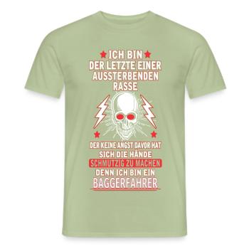 BAGGERFAHRER - Männer T-Shirt - Sage - Vorne - AI Model Male 178 light (178cm)