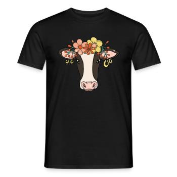 Vache vaches hippie fleurs éleveur cadeau - T-shirt homme - noir - Devant - AI Model Male 178 light (178cm)