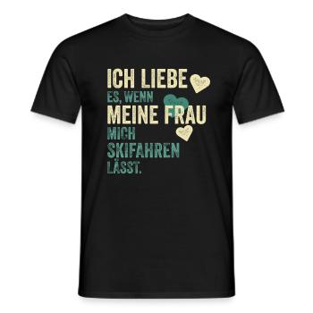 Skier Skiing Saying Gift - Men's T-Shirt - black - Front - AI Model Male 178 light (178cm)