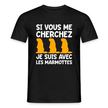 Humour Marmotte Forêt Randonnée - T-shirt homme - noir - Devant - AI Model Male 178 light (178cm)