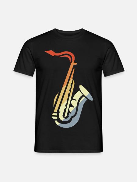 Saxophon Skizze Vintage - Männer T-Shirt - Schwarz