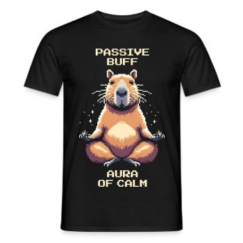 Passive Stärkung: Aura der Ruhe | Capybara - Männer T-Shirt - Schwarz - Vorne - AI Model Male 178 light (178cm)