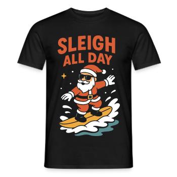 Schlitten-Ganztägiges Surfen am Weihnachtsfest - Männer T-Shirt - Schwarz - Vorne - AI Model Male 178 light (178cm)