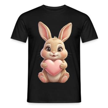 Câlin câlin au cœur rose - T-shirt homme - noir - Devant - AI Model Male 178 light (178cm)