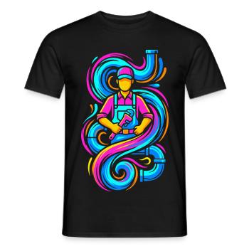 Plombier à clé - T-shirt homme - noir - Devant - AI Model Male 178 light (178cm)
