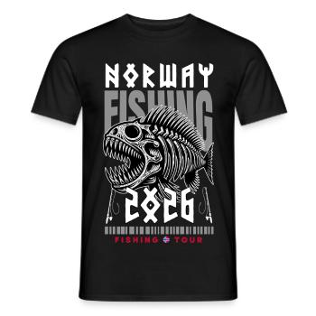 Norwegen Angeltour 2026 - Männer T-Shirt - Schwarz - Vorne - AI Model Male 178 light (178cm)
